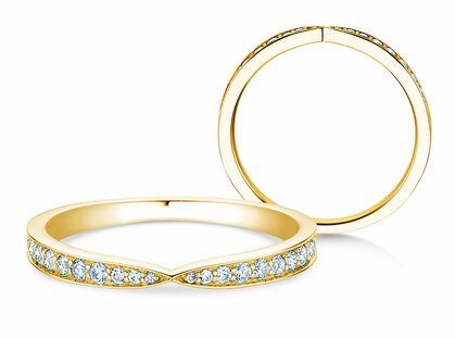 Verlobungsring V-Eternity in 14K Gelbgold mit Diamanten 0,22ct G/SI