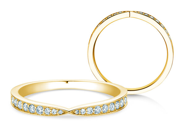 Verlobungsring V-Eternity in 14K Gelbgold mit Diamanten 0,22ct G/SI