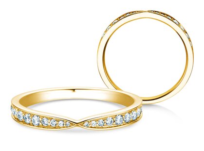 Verlobungsring V-Eternity in 9K Gelbgold mit Diamanten 0,30ct G/SI