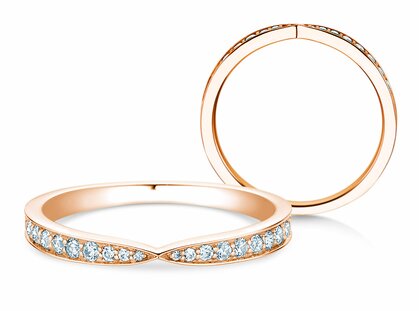 Verlobungsring V-Eternity in 14K Roségold mit Diamanten 0,22ct G/SI