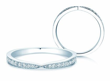 Verlobungsring V-Eternity in 14K Weißgold mit Diamanten 0,22ct G/SI