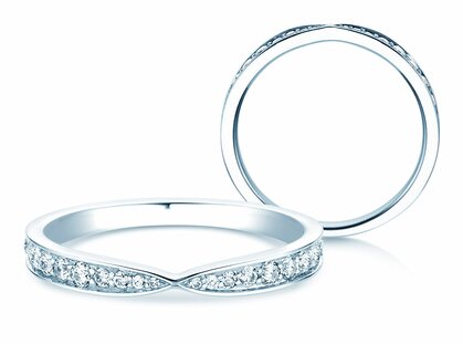 Verlobungsring V-Eternity in 14K Weißgold mit Diamanten 0,30ct
