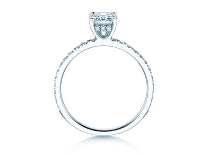 Verlobungsring Asscher Cut Pavé in 14K Weißgold mit Diamanten 0,37ct G/VS