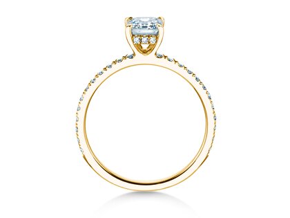 Verlobungsring Asscher Cut Pavé in 14K Gelbgold mit Diamanten 0,37ct G/VS