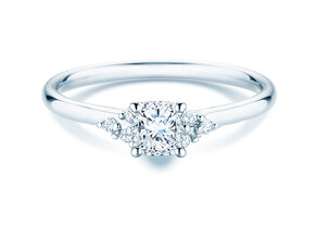 Verlobungsring Blossom Cushion in 9K Weißgold mit natürlichen Diamanten 0,29ct G/SI