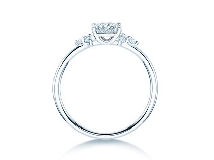 Verlobungsring Blossom Cushion in 9K Weißgold mit natürlichen Diamanten 0,29ct G/SI