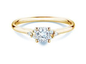 Verlobungsring Blossom Cushion in 9K Gelbgold mit natürlichen Diamanten 0,29ct G/SI