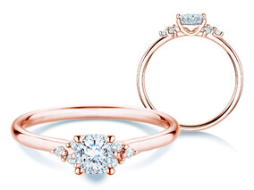 Verlobungsring Blossom Cushion in 9K Roségold mit natürlichen Diamanten 0,29ct G/SI