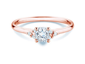 Verlobungsring Blossom Cushion in 9K Roségold mit natürlichen Diamanten 0,29ct G/SI