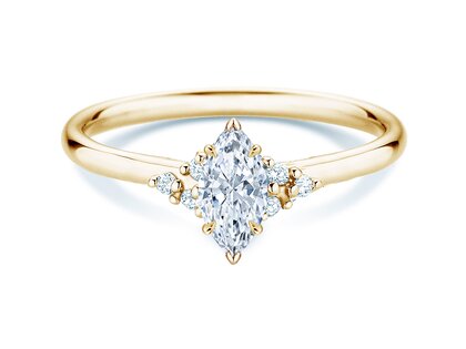Verlobungsring Blossom Marquise in 14K Gelbgold mit natürlichen Diamanten 0,22ct G/SI