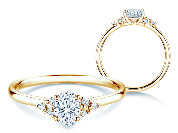 Verlobungsring Blossom Oval in Gelbgold