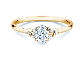 Verlobungsring Blossom Oval in 9K Gelbgold mit natürlichen Diamanten 0,29ct G/SI