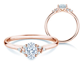 Verlobungsring Blossom Oval in 9K Roségold mit natürlichen Diamanten 0,29ct G/SI