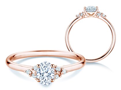 Verlobungsring Blossom Oval in 9K Roségold mit natürlichen Diamanten 0,29ct G/SI