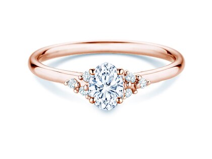 Verlobungsring Blossom Oval in 9K Roségold mit natürlichen Diamanten 0,29ct G/SI