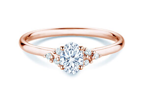 Verlobungsring Blossom Oval in 9K Roségold mit natürlichen Diamanten 0,29ct G/SI