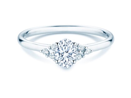 Verlobungsring Blossom Oval in 9K Weißgold mit natürlichen Diamanten 0,29ct G/SI
