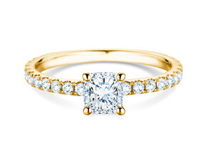 Verlobungsring Classic 4 Cushion Pavé in 14K Gelbgold mit natürlichen Diamanten 0,33ct G/SI