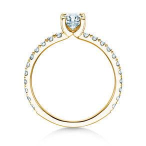 Verlobungsring Classic 4 Cushion Pavé in 14K Gelbgold mit natürlichen Diamanten 0,33ct G/SI