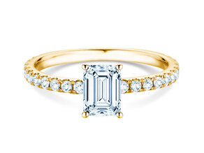 Verlobungsring Classic 4 Emerald Pavé in 14K Gelbgold mit natürlichen Diamanten 0,33ct G/VS
