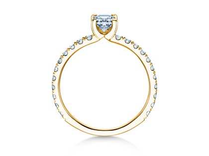 Verlobungsring Classic 4 Emerald Pavé in 14K Gelbgold mit natürlichen Diamanten 0,33ct G/VS