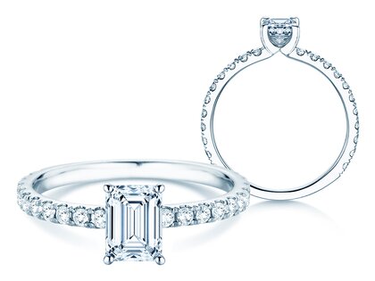Verlobungsring Classic 4 Emerald Pavé
