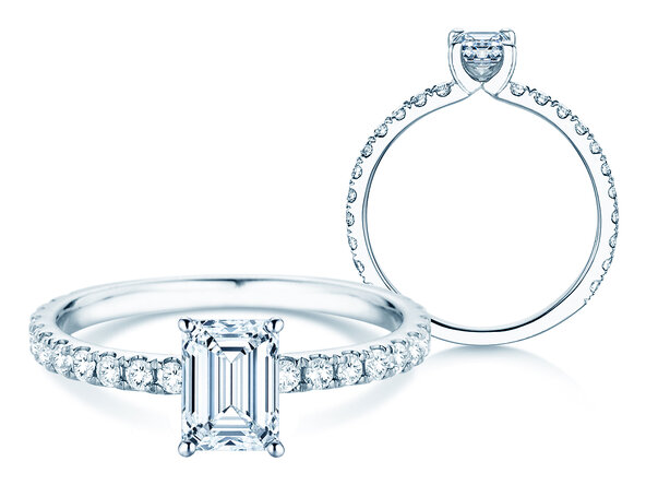 Verlobungsring Classic 4 Emerald Pavé