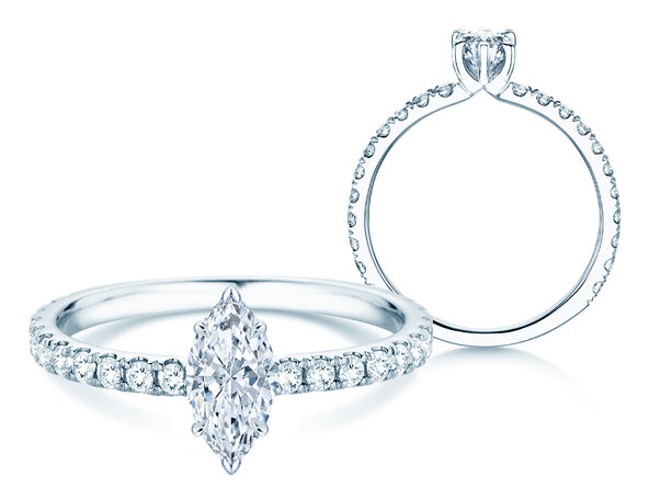 Verlobungsring Classic 4 Marquise Pavé
