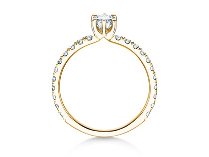 Verlobungsring Classic 4 Marquise Pavé in 14K Gelbgold mit natürlichen Diamanten 0,33ct G/SI