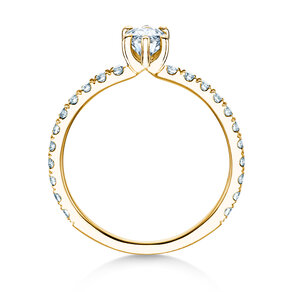 Verlobungsring Classic 4 Marquise Pavé in 14K Gelbgold mit natürlichen Diamanten 0,33ct G/SI