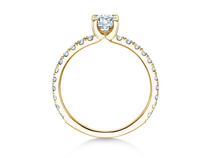 Verlobungsring Classic 4 Oval Pavé in 9K Gelbgold mit natürlichen Diamanten 0,87ct G/SI
