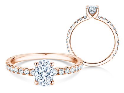 Verlobungsring Classic 4 Oval Pavé in Roségold