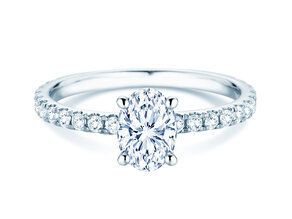 Verlobungsring Classic 4 Oval Pavé in 9K Weißgold mit natürlichen Diamanten 0,87ct