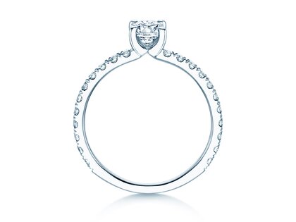 Verlobungsring Classic 4 Oval Pavé in 9K Weißgold mit natürlichen Diamanten 0,87ct