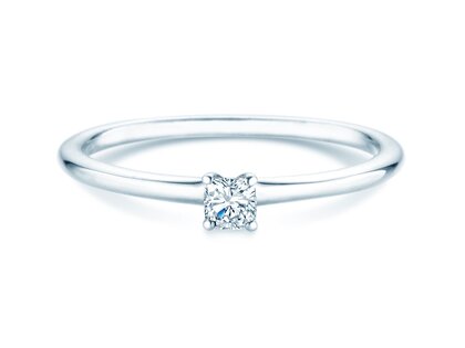 Verlobungsring Cushion Clean in 14K Weißgold mit Diamant 0,08ct G/SI