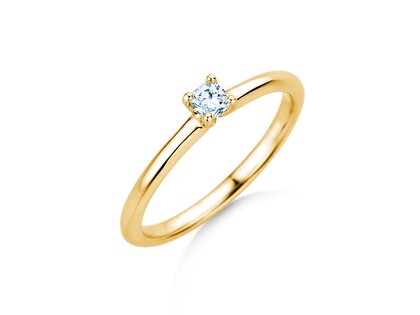 Verlobungsring Cushion Clean in 14K Gelbgold mit Diamant 0,08ct G/SI