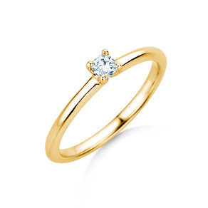 Verlobungsring Cushion Clean in 14K Gelbgold mit Diamant 0,08ct G/SI