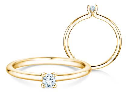 Verlobungsring Cushion Clean in 14K Gelbgold mit Diamant 0,08ct G/SI