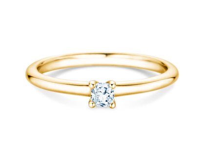 Verlobungsring Cushion Clean in 14K Gelbgold mit Diamant 0,08ct G/SI