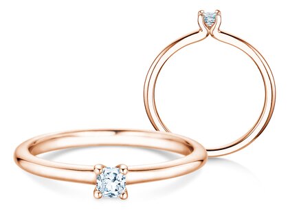 Verlobungsring Cushion Clean in 14K Roségold mit Diamant 0,08ct G/SI