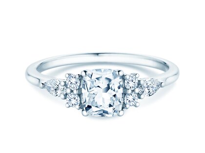 Verlobungsring Cushion Marquise in 14K Weißgold mit Diamanten 1,28ct G/SI