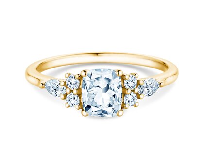Verlobungsring Cushion Marquise in 9K Gelbgold mit Labordiamanten 1,28ct E/VS