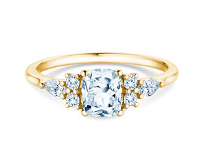 Verlobungsring Cushion Marquise in 9K Gelbgold mit Labordiamanten 1,28ct E/VS
