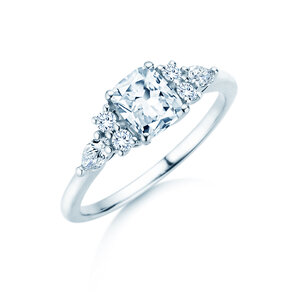 Verlobungsring Cushion Marquise in 14K Weißgold mit Diamanten 1,28ct G/SI