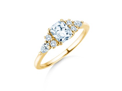 Verlobungsring Cushion Marquise in 9K Gelbgold mit Labordiamanten 1,28ct E/VS