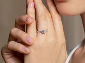 Verlobungsring Cushion Pavé in Platin 950/- mit Diamanten 0,54ct G/SI