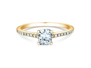 Verlobungsring Cushion Pavé in 9K Gelbgold mit Labordiamanten 1,22ct E/VS