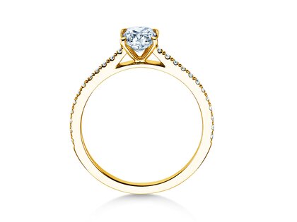 Verlobungsring Cushion Pavé in 9K Gelbgold mit Labordiamanten 1,22ct E/VS