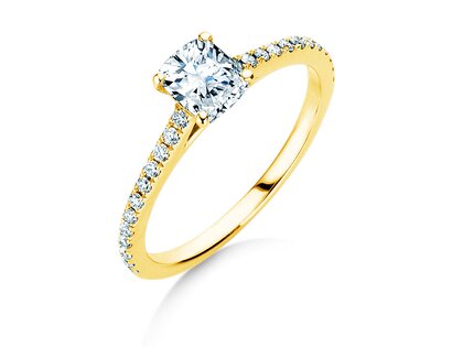 Verlobungsring Cushion Pavé in 9K Gelbgold mit Labordiamanten 1,22ct E/VS