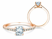Verlobungsring Cushion Pavé in 18K Roségold mit Diamanten 0,44ct G/SI